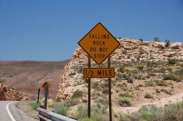 a road sign warning